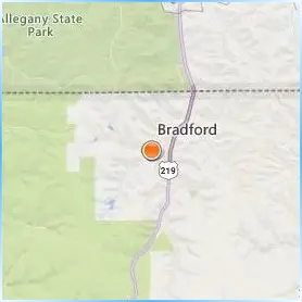 University of Pittsburgh Bradford Location Map